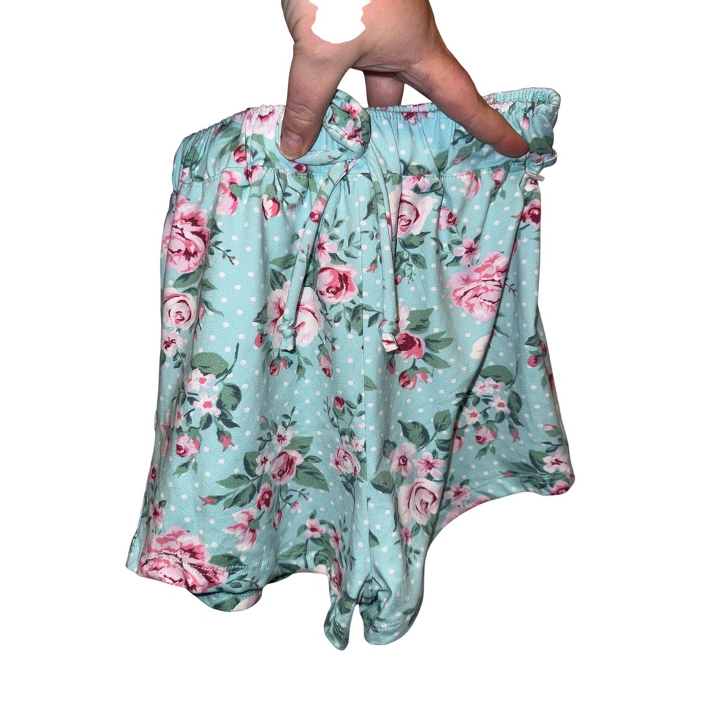 Emma & Ella Girls Floral Polka Dot Shorts Blue Pink Rose 6/6X